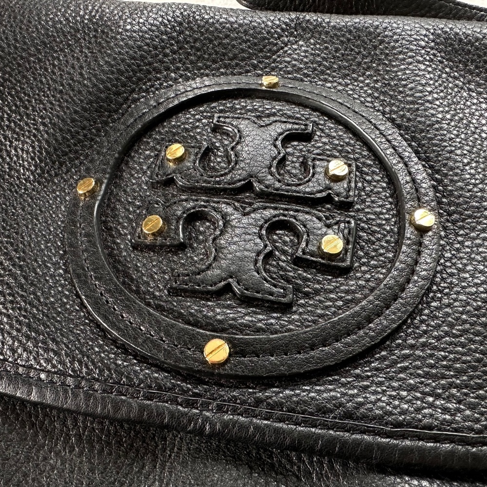 Tory Burch Black Pebble Leather Crossbody Messenger Bag - Large - Picture 12 of 16